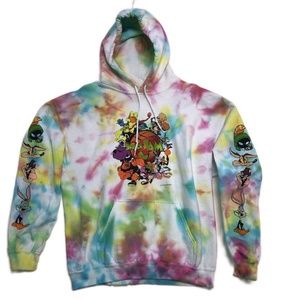 RARE! SPACE JAM Looney Tunes Squad-Tie Dye-LARGE HOODIE